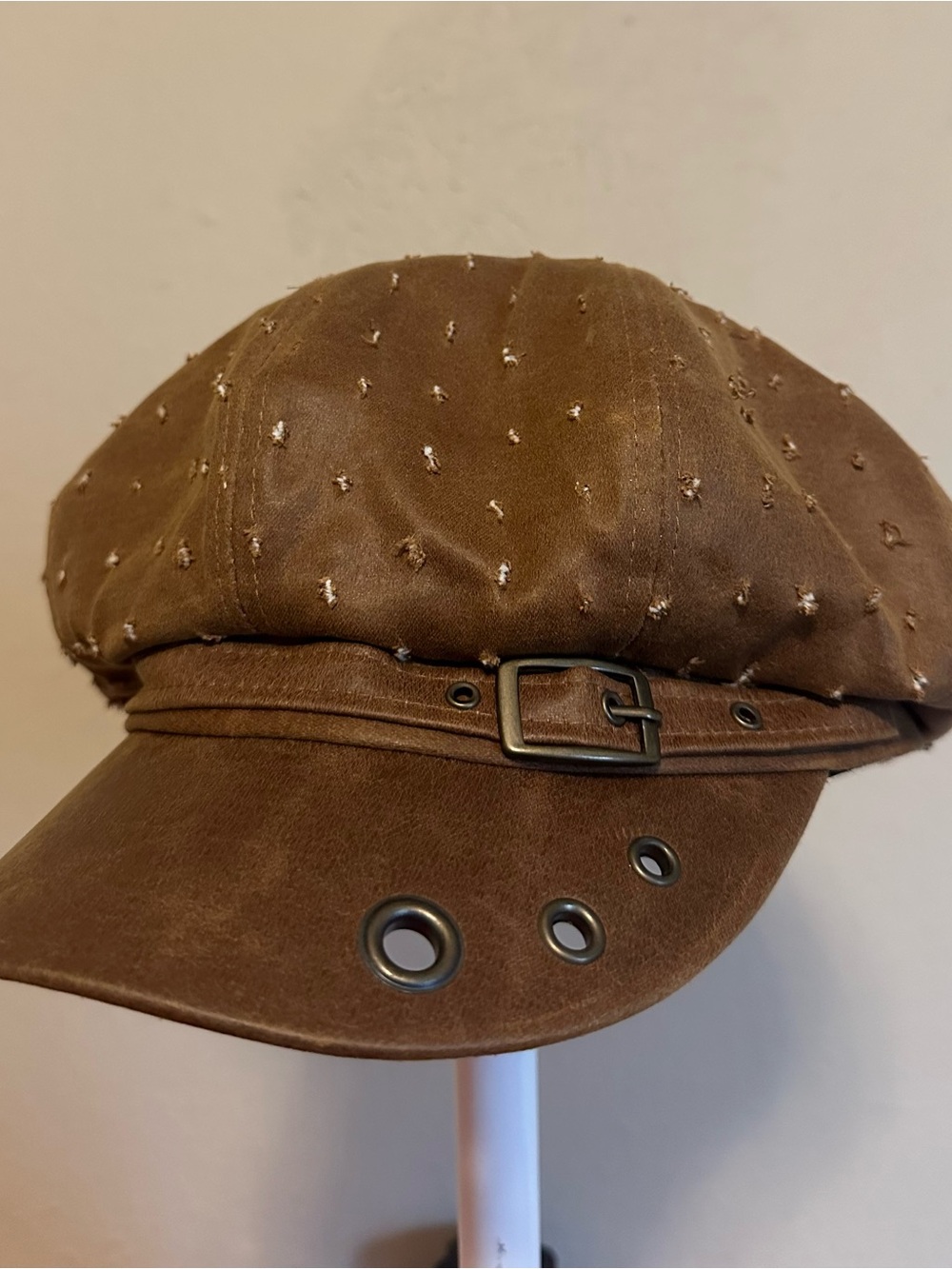 Brown Studded Newsboy Cap